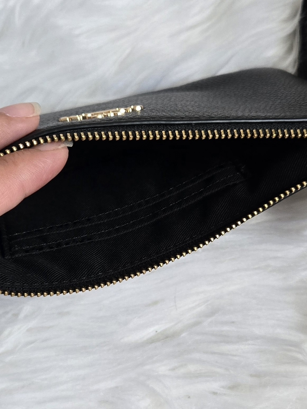 Coach Black Pebbled Leather Wristlet - Picture 4 of 4